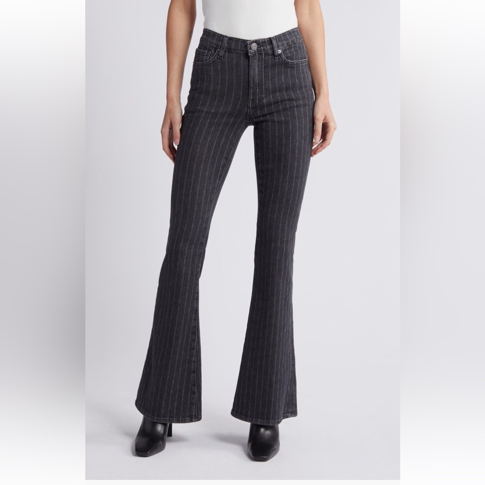 Frame Denim Charcoal Pinstripe Flare Jeans